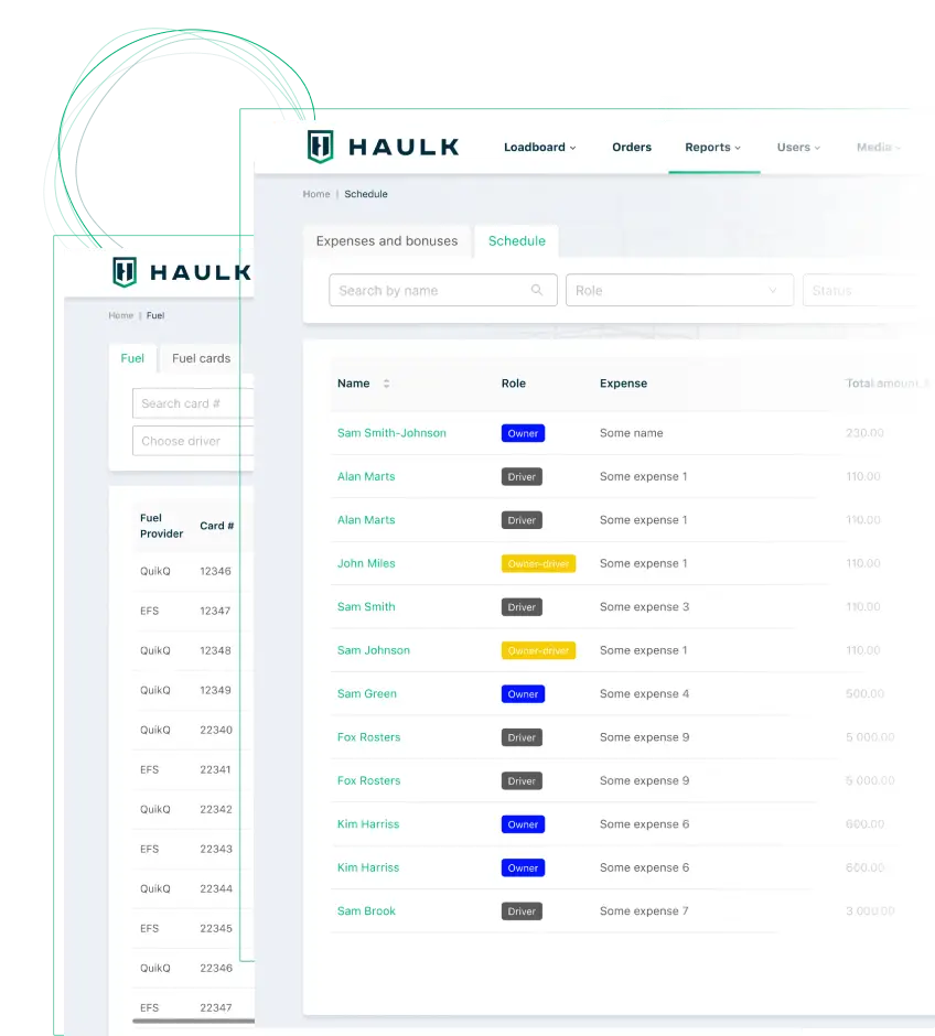 haulk crm reports for drivers and brokers